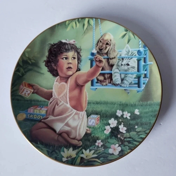 Sharing The Beauty" Artist Signed Collector Plate-Series Sensitive Moments - Picture 2 of 4